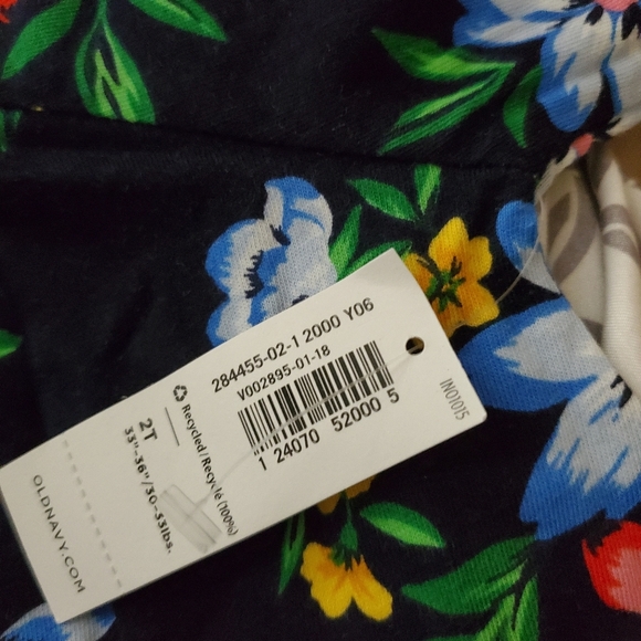 Old Navy Toddler Girl Floral Shirt 2T | NWT Navy Tropical Short Sleeve Top - Picture 2 of 2